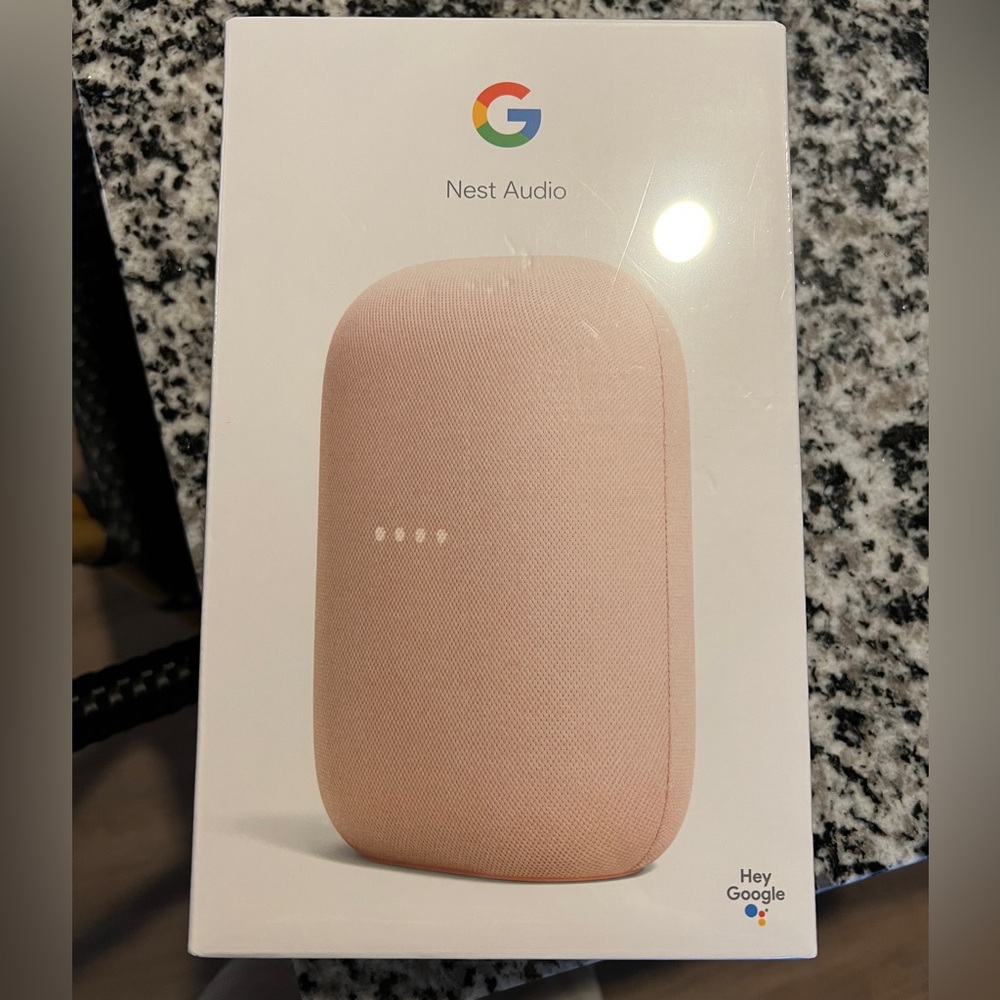 Nest Audio - Smart Home Speaker with Google Assistant - color is called “sand”.